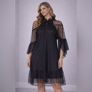 Chic Black Long Sleeve Dress with Ruffle Details